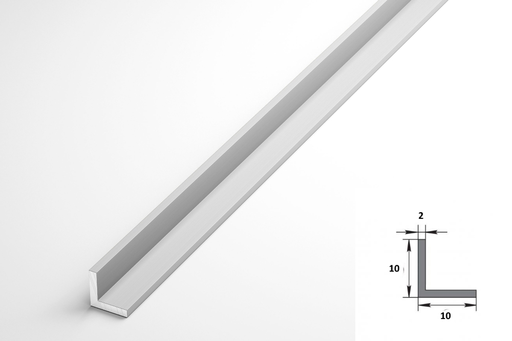 Уголок равнополочный 10х10 мм Уп 02.2000.501л Серебро