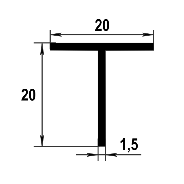 Тавр 20х20 мм Тп 04.2000.504л Бронза. Цена за 5 штук.