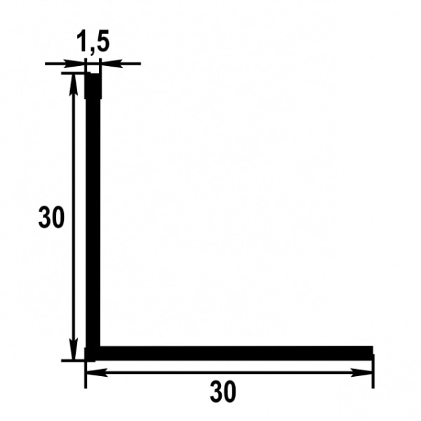 Уголок равнополочный 30х30 мм Уп 12.2000.501л Серебро. Цена за 5 штук.