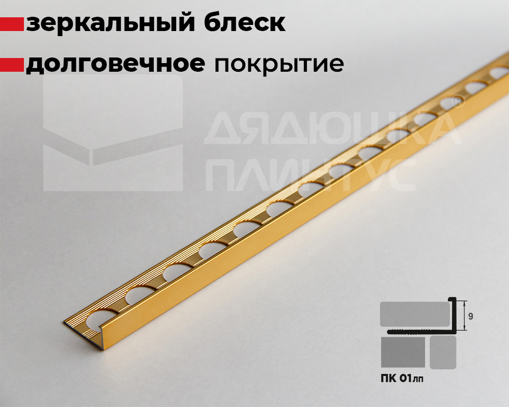 Профиль окантовочный ПК 01.02лп Золото полированое
