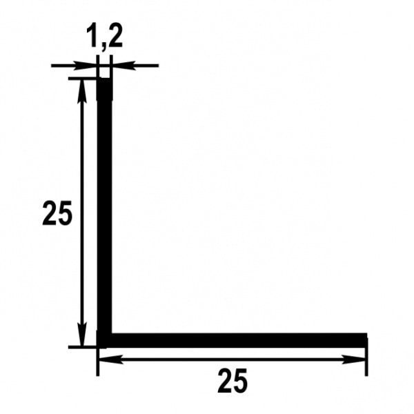 Уголок равнополочный 25*25 мм Уп 09.2000.542л Шампань. Цена за 5 штук.