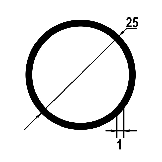 Труба круглая Ø 25 мм ТКр 08.2000.502л Золото. Цена за 5 штук.