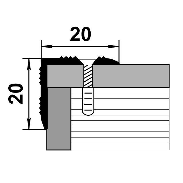 Порог угловой ПУ 05.1800.056 0,9 м Бетон темный. Цена за 6 штук