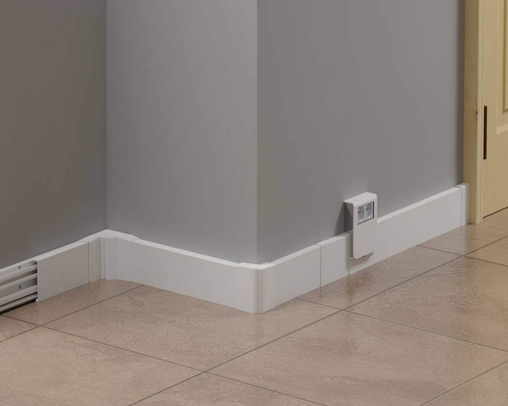 Крышка плинтусного кабельного канала GraceElectro, 20x80 мм, 2м. Белый