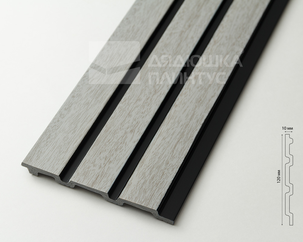 Панель вспененный полистирол ГРЕЙС 3D RAIL 120*2700 мм. Ясень серый