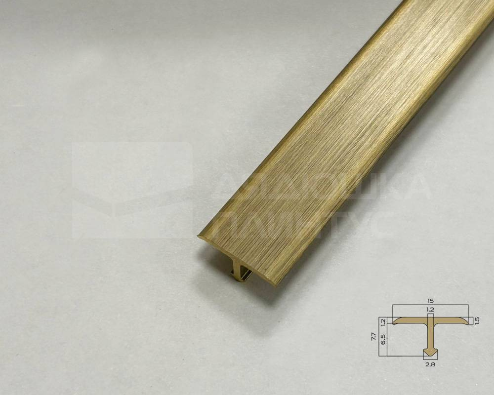 PVL67-04 Профиль Т-образный полукруглый латунь Антик бронза светлая 15мм х 2.7м