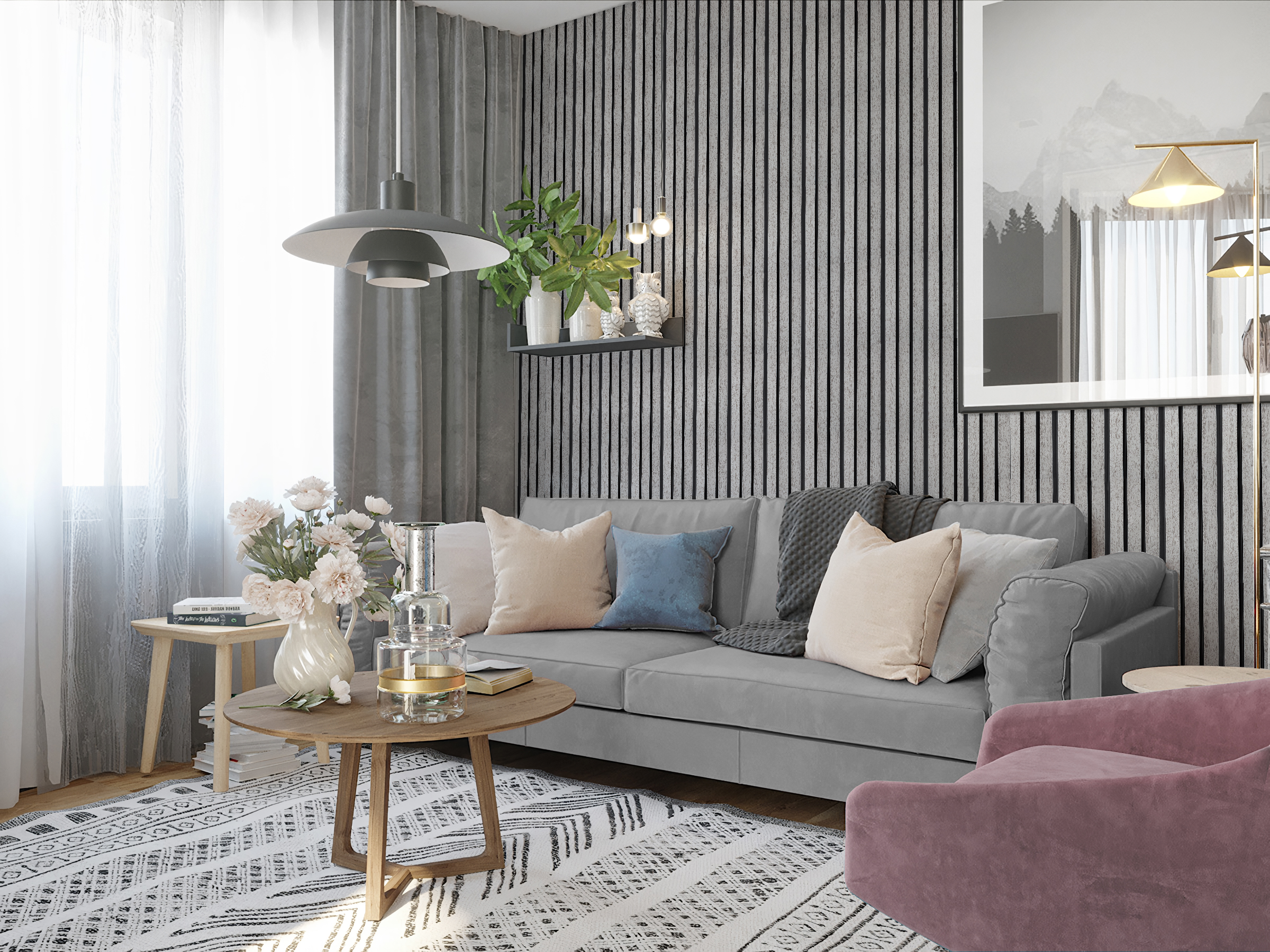 Панель вспененный полистирол ГРЕЙС 3D RAIL 120*2700 мм. Ясень серый