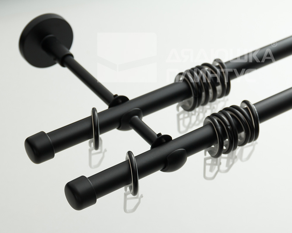 Карниз двухрядный кованый УЮТ D25мм 2,8м Черный